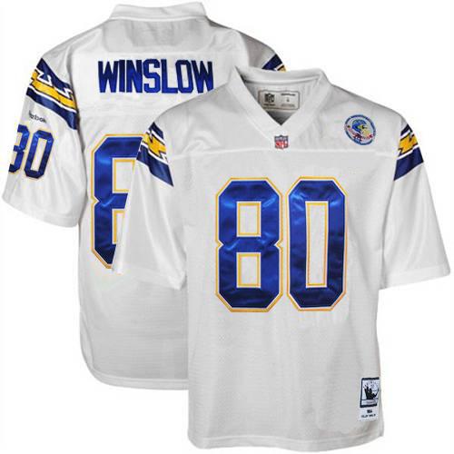Men's Authentic Kellen Winslow Mitchell and Ness Jersey White Road - #80 1984 Throwback NFL Los Angeles Chargers